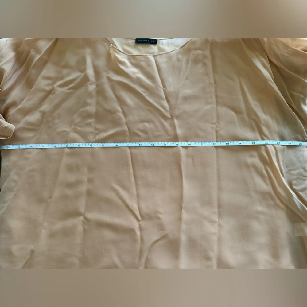 Rosamosario 100% Silk Georgette Oversized Cut Italian Silk Nude Tan Top Tee - Picture 8 of 12